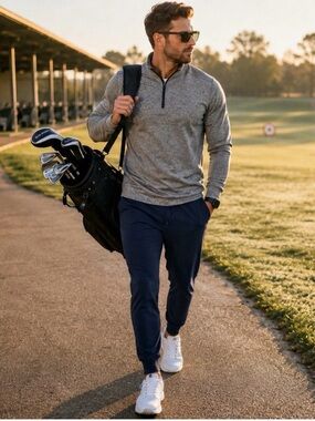 Birddogs Jogger Pants Mens Boom For Your Boomstick Navy Tapered Lined Golf, M